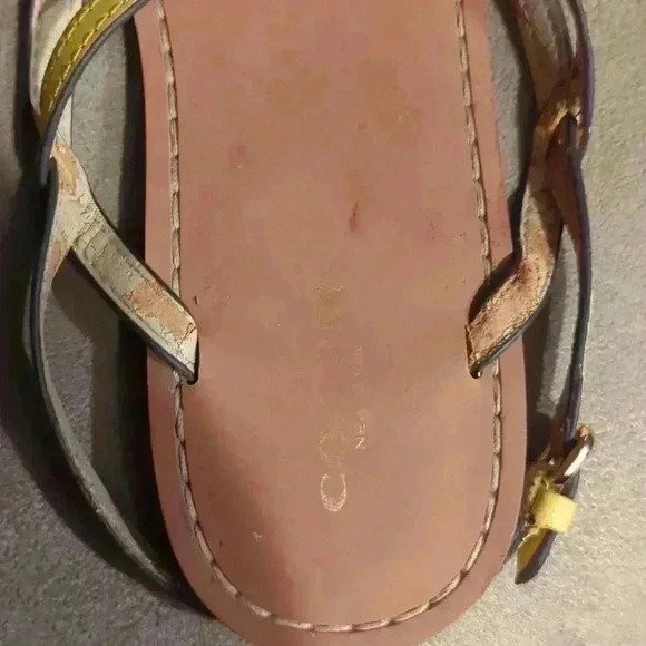 Coach brown and yellow sandals, size 9.5 - Picture 4 of 8
